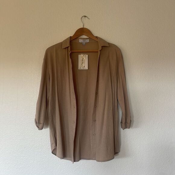 Tan button up - Picture 3 of 5